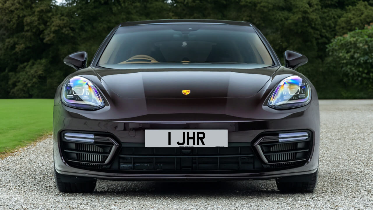 Car displaying the registration mark 1 JHR